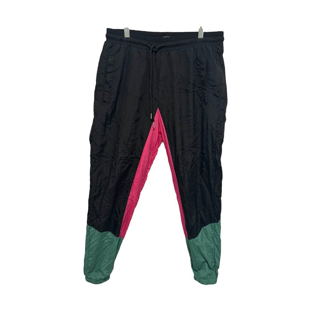 Forever 21 Retro Track Pants Size S Black Pink Green Colorblock 90s Joggers